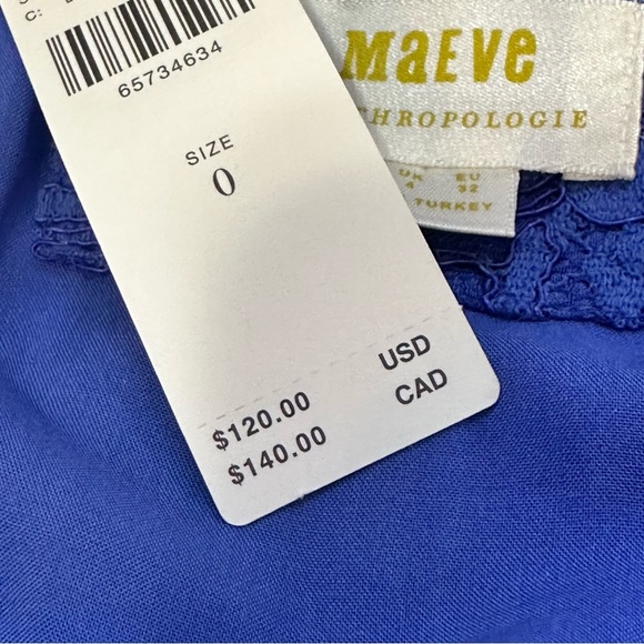 Maeve  Anthropologie Blue Lace Tie Front Blouse sz 0 NWT - Picture 8 of 13
